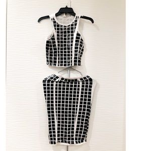 Black and white skirt sets.